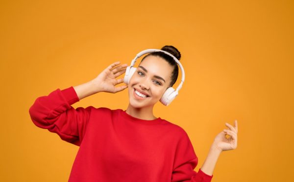 woman listening to music