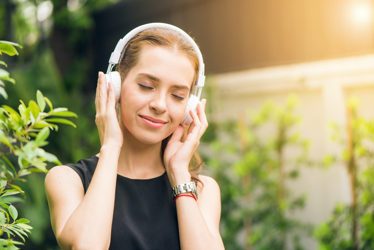 woman listening to music