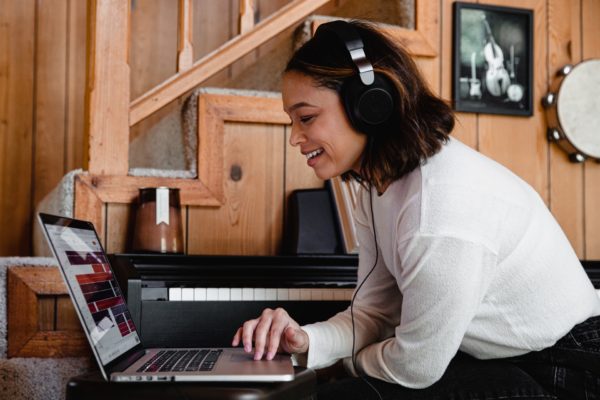 woman listening to music